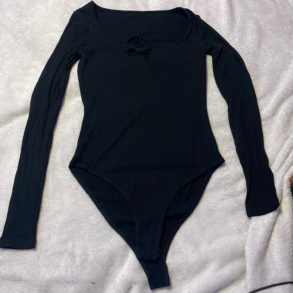 Black bodysuit with tie in the front small